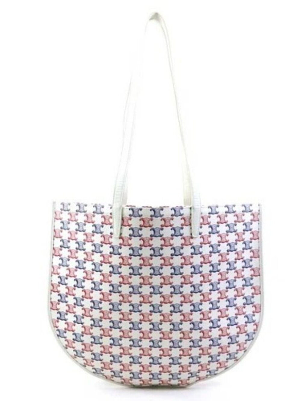Auth CELINE Macadam Shoulder Bag White/Red /Blue PVC - h31752k